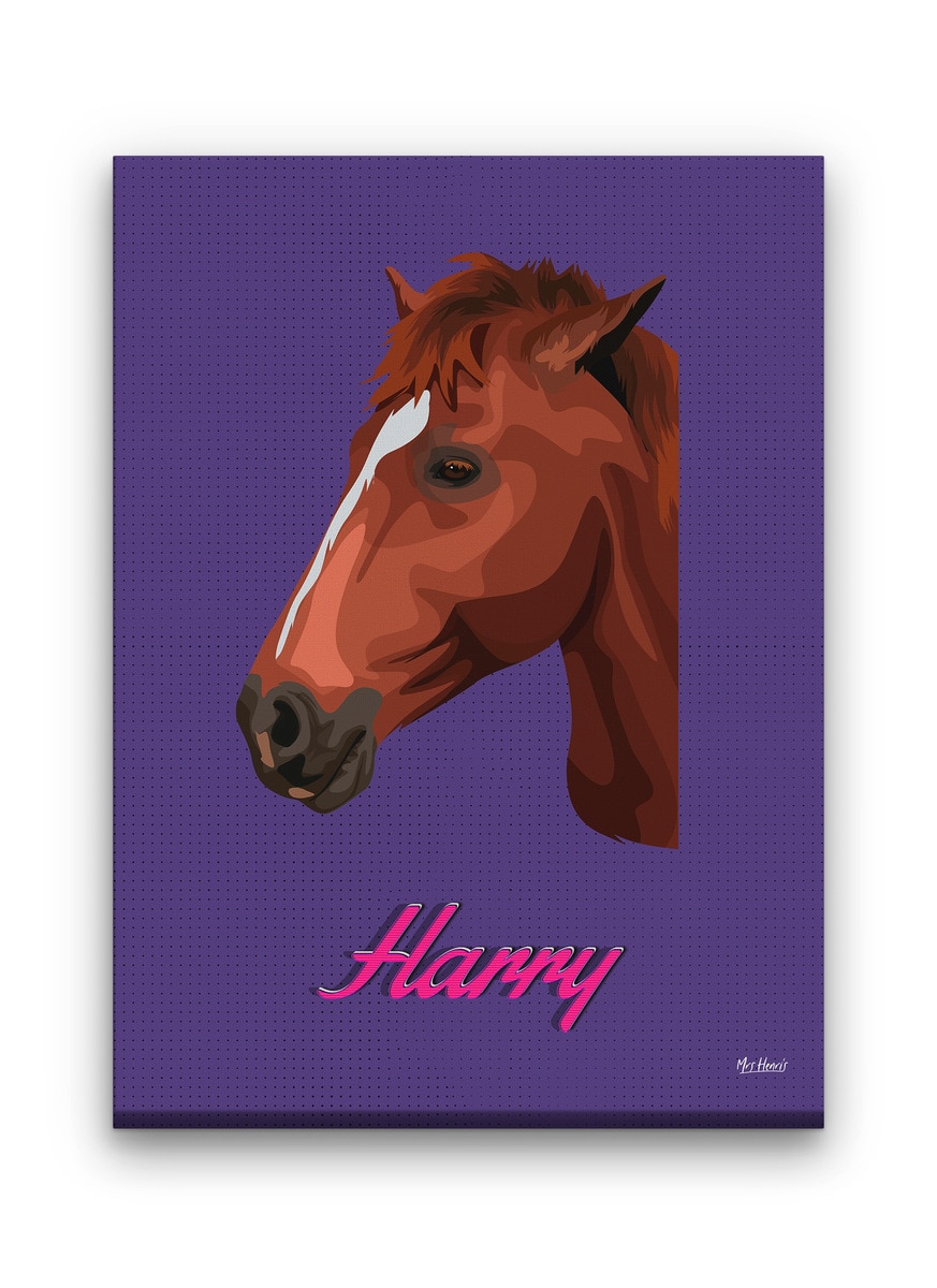 Custom Mid Century Retro Style Horse Portrait - Pet illustration from photo - Deep Purple Canvas 9 Custom Mid Century Retro Style Horse Portrait - Pet illustration from photo - Deep Purple Canvas - Image 7
