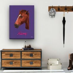 Custom Mid Century Retro Style Horse Portrait - Pet illustration from photo - Deep Purple Canvas 19 retro pet portrait illustrations horse deep purple hall