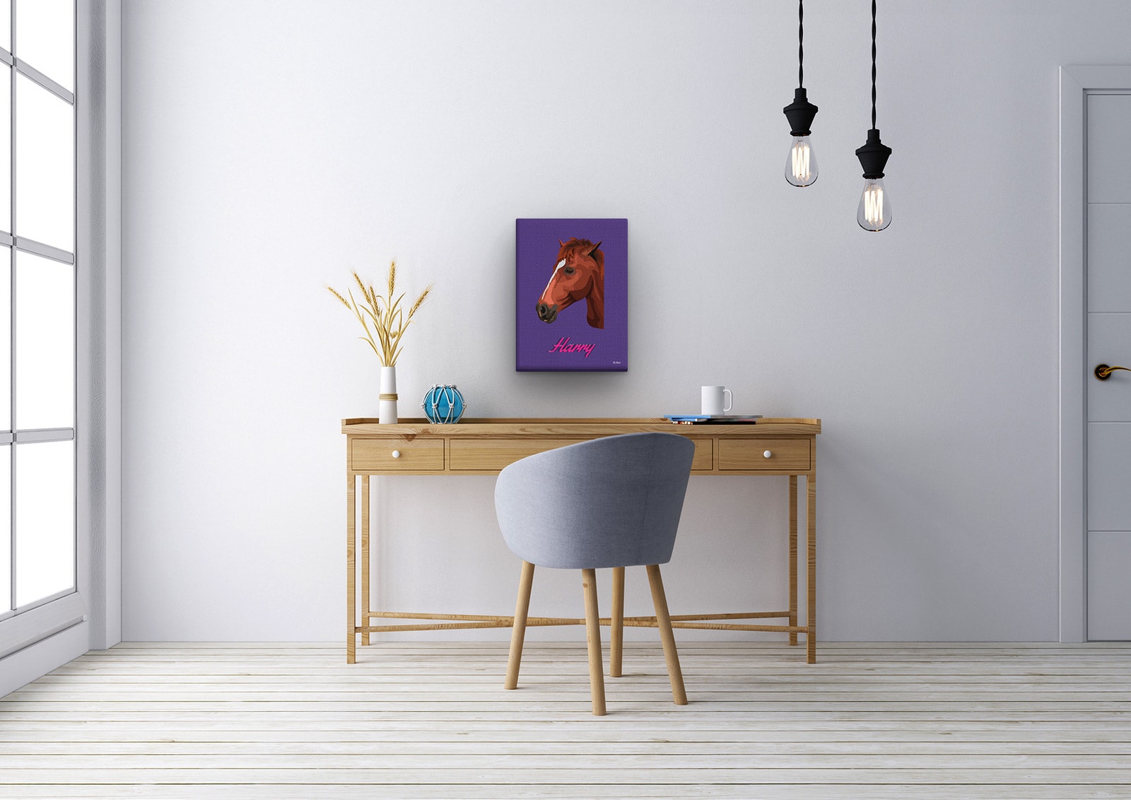 Custom Mid Century Retro Style Horse Portrait - Pet illustration from photo - Deep Purple Canvas 12 Custom Mid Century Retro Style Horse Portrait - Pet illustration from photo - Deep Purple Canvas - Image 10