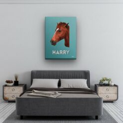 Custom Mid Century Retro Style Horse Portrait - Pet illustration from photo - Mint Art Deco Canvas 13 retro pet portrait illustrations horse mint art deco bedroom