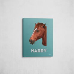 Custom Mid Century Retro Style Horse Portrait - Pet illustration from photo - Mint Art Deco Canvas 16 retro pet portrait illustrations horse mint art deco front view angled wall