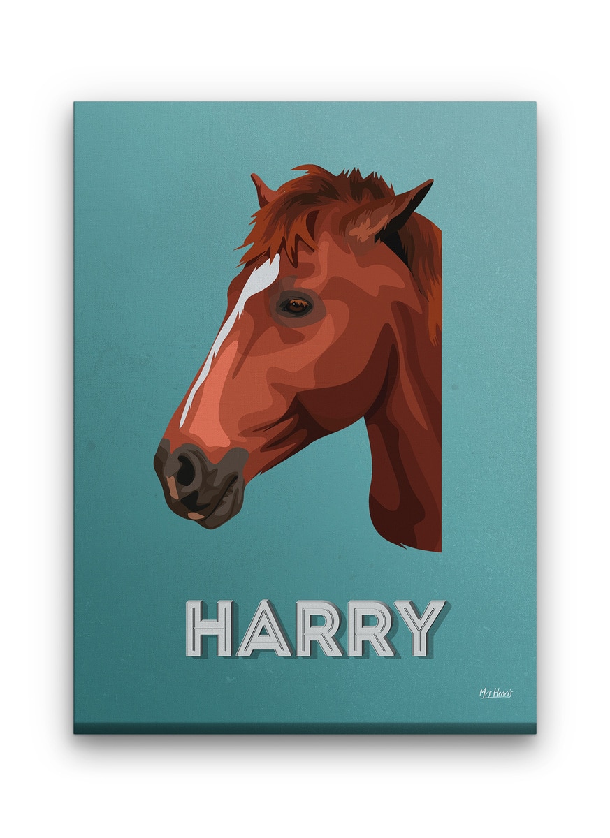 Custom Mid Century Retro Style Horse Portrait - Pet illustration from photo - Mint Art Deco Canvas 9 Custom Mid Century Retro Style Horse Portrait - Pet illustration from photo - Mint Art Deco Canvas - Image 7