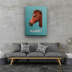 Custom Mid Century Retro Style Horse Portrait - Pet illustration from photo - Mint Art Deco Canvas 20 retro pet portrait illustrations horse mint art deco living room