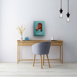 Custom Mid Century Retro Style Horse Portrait - Pet illustration from photo - Mint Art Deco Canvas 21 retro pet portrait illustrations horse mint art deco office