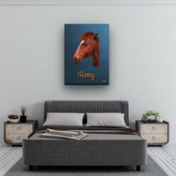 retro pet portrait illustrations horse rustic blue bedroom