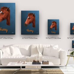 retro pet portrait illustrations horse rustic blue canvas size comparison