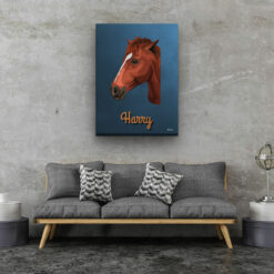 retro pet portrait illustrations horse rustic blue living room