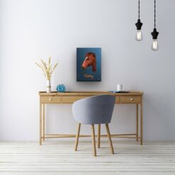 retro pet portrait illustrations horse rustic blue office