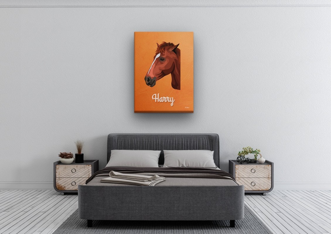 Custom Mid Century Retro Style Horse Portrait - Pet illustration from photo - Sand And Stone Canvas 24 retro pet portrait illustrations horse sand and stone bedroom