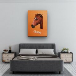 Custom Mid Century Retro Style Horse Portrait - Pet illustration from photo - Sand And Stone Canvas 13 retro pet portrait illustrations horse sand and stone bedroom