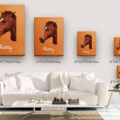Custom Mid Century Retro Style Horse Portrait - Pet illustration from photo - Sand And Stone Canvas 14 retro pet portrait illustrations horse sand and stone canvas size comparison