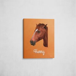 Custom Mid Century Retro Style Horse Portrait - Pet illustration from photo - Sand And Stone Canvas 16 retro pet portrait illustrations horse sand and stone front view angled wall