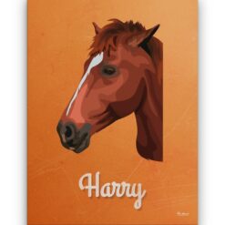 Custom Mid Century Retro Style Horse Portrait - Pet illustration from photo - Sand And Stone Canvas 18 retro pet portrait illustrations horse sand and stone front view white