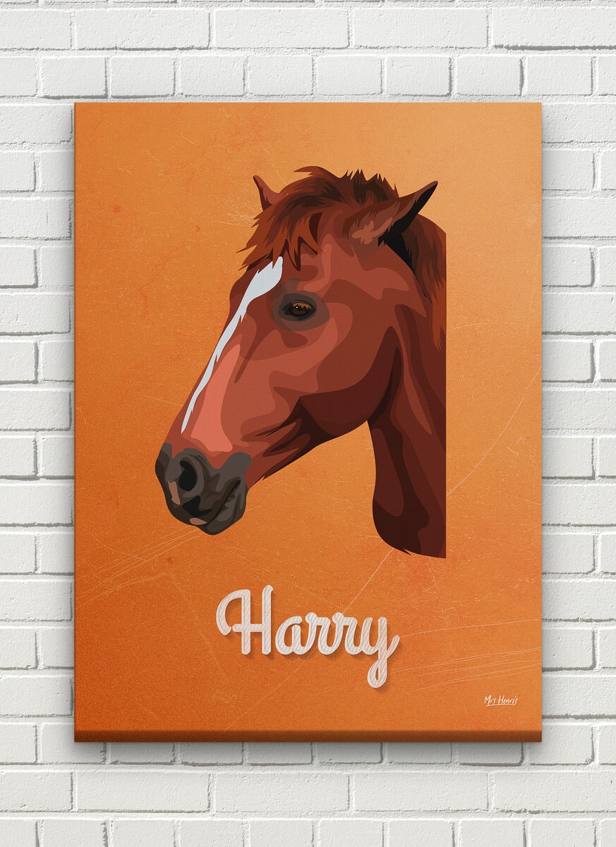Custom Mid Century Retro Style Horse Portrait - Pet illustration from photo - Sand And Stone Canvas 8 Custom Mid Century Retro Style Horse Portrait - Pet illustration from photo - Sand And Stone Canvas - Image 6