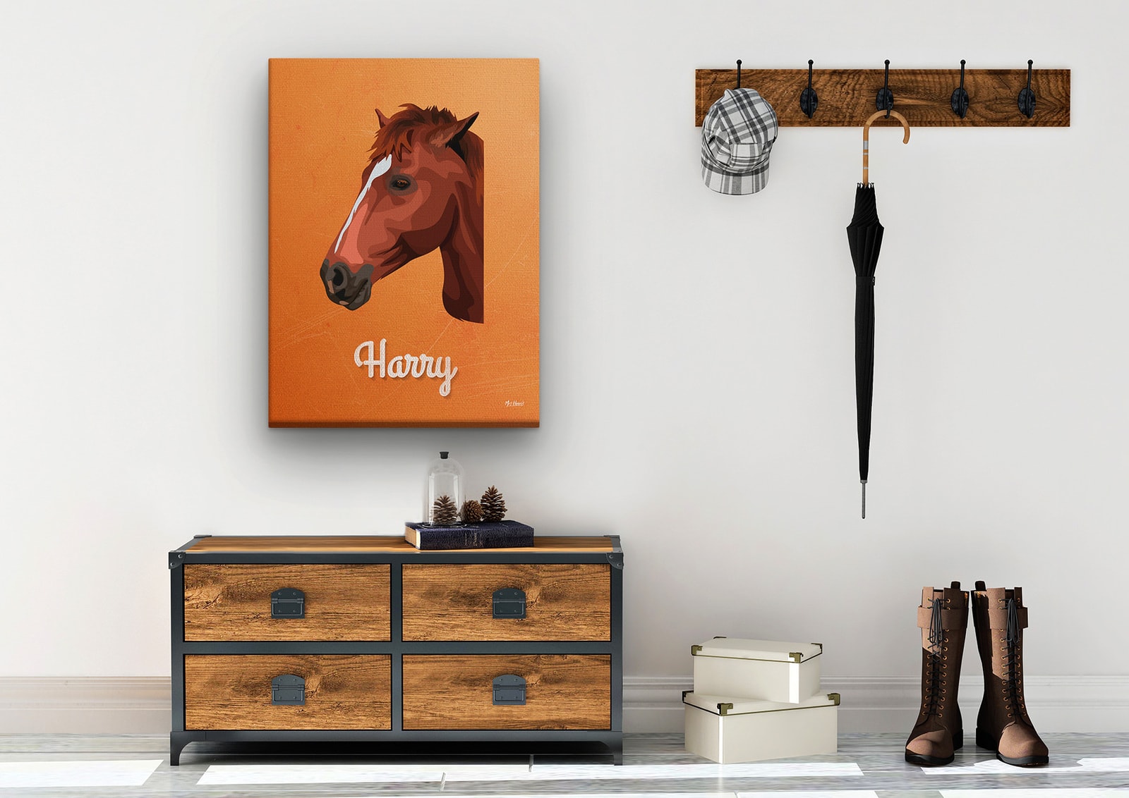 Custom Mid Century Retro Style Horse Portrait - Pet illustration from photo - Sand And Stone Canvas 10 Custom Mid Century Retro Style Horse Portrait - Pet illustration from photo - Sand And Stone Canvas - Image 8