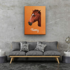 Custom Mid Century Retro Style Horse Portrait - Pet illustration from photo - Sand And Stone Canvas 20 retro pet portrait illustrations horse sand and stone living room