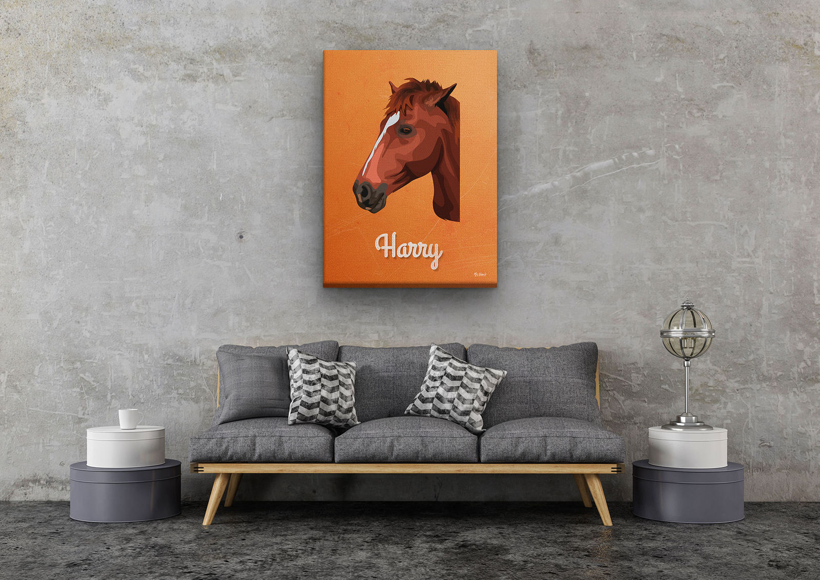 Custom Mid Century Retro Style Horse Portrait - Pet illustration from photo - Sand And Stone Canvas 11 Custom Mid Century Retro Style Horse Portrait - Pet illustration from photo - Sand And Stone Canvas - Image 9