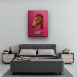 Custom Mid Century Retro Style Horse Portrait - Pet illustration from photo - Vintage Teal Canvas 13 retro pet portrait illustrations horse vintage teal bedroom