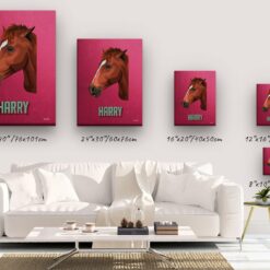 Custom Mid Century Retro Style Horse Portrait - Pet illustration from photo - Vintage Teal Canvas 14 retro pet portrait illustrations horse vintage teal canvas size comparison