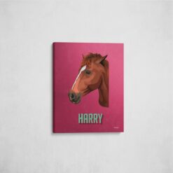 Custom Mid Century Retro Style Horse Portrait - Pet illustration from photo - Vintage Teal Canvas 16 retro pet portrait illustrations horse vintage teal front view angled wall