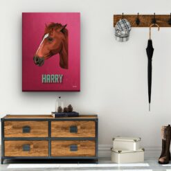 Custom Mid Century Retro Style Horse Portrait - Pet illustration from photo - Vintage Teal Canvas 19 retro pet portrait illustrations horse vintage teal hall