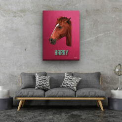 Custom Mid Century Retro Style Horse Portrait - Pet illustration from photo - Vintage Teal Canvas 20 retro pet portrait illustrations horse vintage teal living room