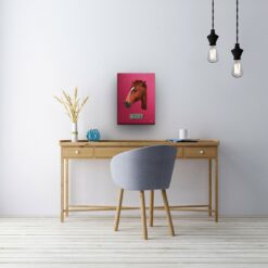 Custom Mid Century Retro Style Horse Portrait - Pet illustration from photo - Vintage Teal Canvas 21 retro pet portrait illustrations horse vintage teal office