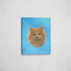 Classic Custom Cat Portrait - Blue pet portrait on canvas from photo 18 classic pet portraits cat blue studio painting front view angled wall