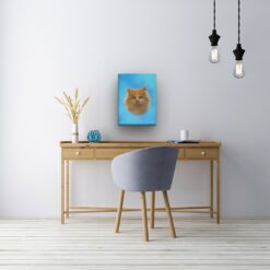 Classic Custom Cat Portrait - Blue pet portrait on canvas from photo 13 classic pet portraits cat blue studio painting office