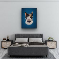 classic pet portraits cat dark blue studio painting bedroom