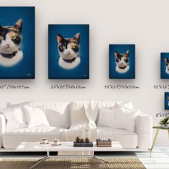 classic pet portraits cat dark blue studio painting canvas size comparison