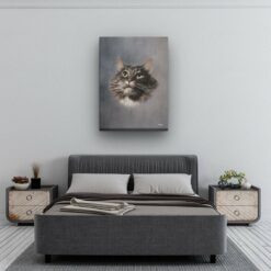 classic pet portraits cat grey studio painting bedroom