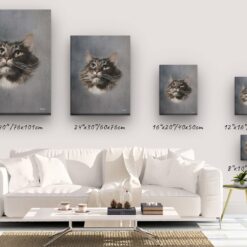 classic pet portraits cat grey studio painting canvas size comparison