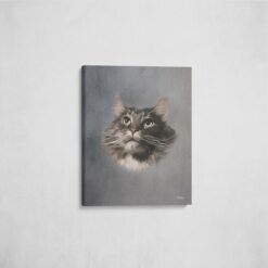 classic pet portraits cat grey studio painting front view angled wall