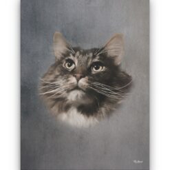 classic pet portraits cat grey studio painting front view white