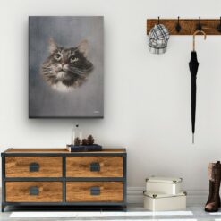 classic pet portraits cat grey studio painting hall
