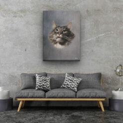 classic pet portraits cat grey studio painting living room