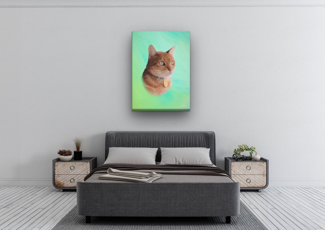 Classic Custom Cat Portrait - Lagoon pet portrait on canvas from photo 24 classic pet portraits cat lagoon studio painting bedroom