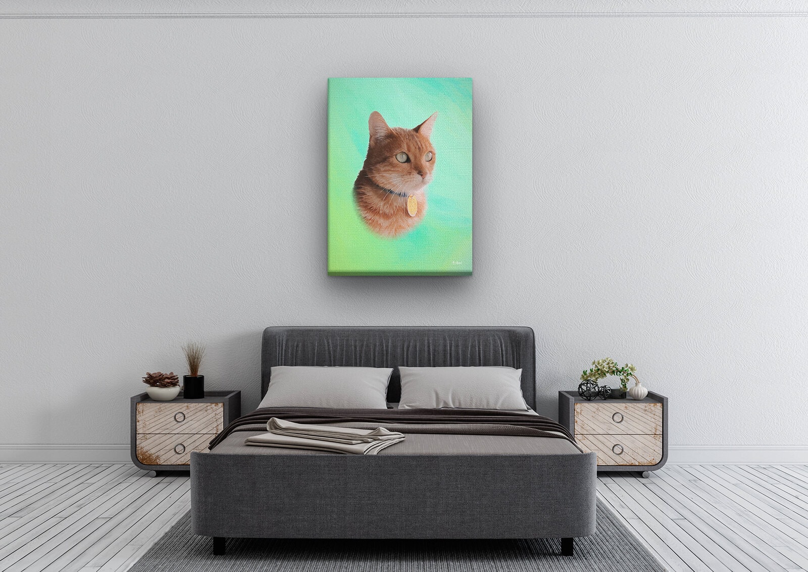 Classic Custom Cat Portrait - Lagoon pet portrait on canvas from photo 12 Classic Custom Cat Portrait - Lagoon pet portrait on canvas from photo - Image 10