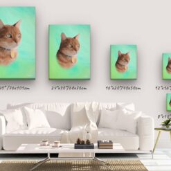 Classic Custom Cat Portrait - Lagoon pet portrait on canvas from photo 20 classic pet portraits cat lagoon studio painting canvas size comparison