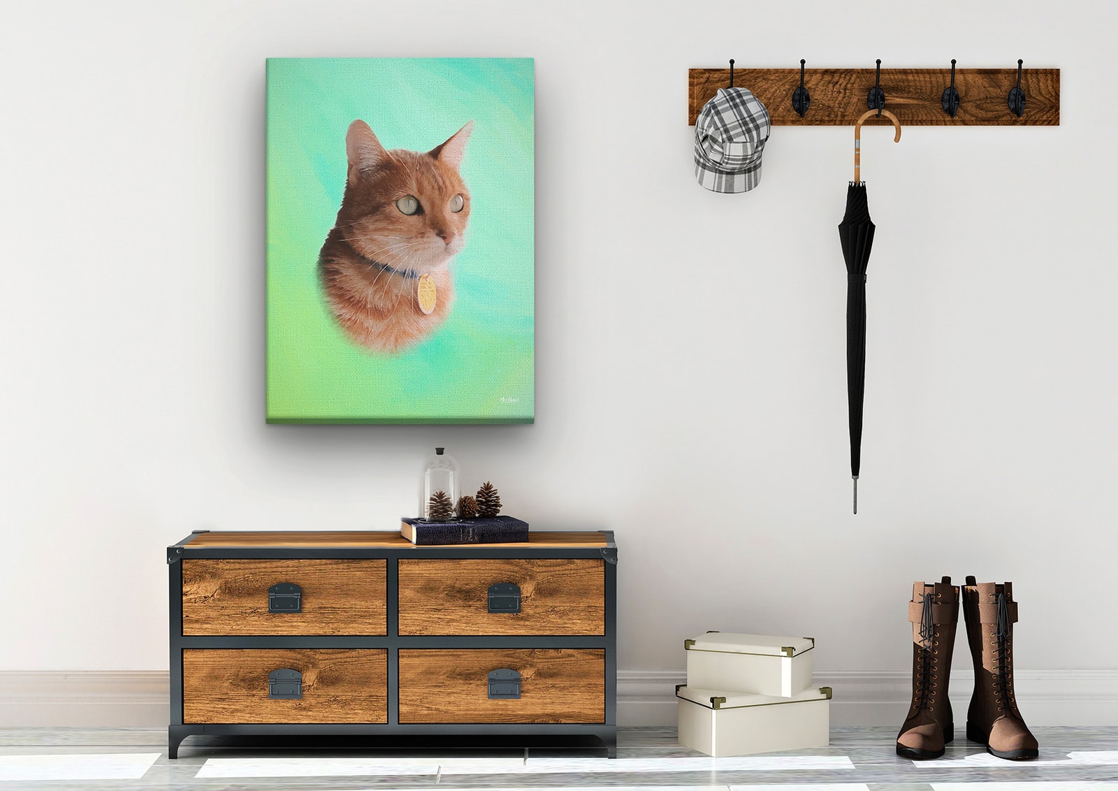 Classic Custom Cat Portrait - Lagoon pet portrait on canvas from photo 6 Classic Custom Cat Portrait - Lagoon pet portrait on canvas from photo - Image 4