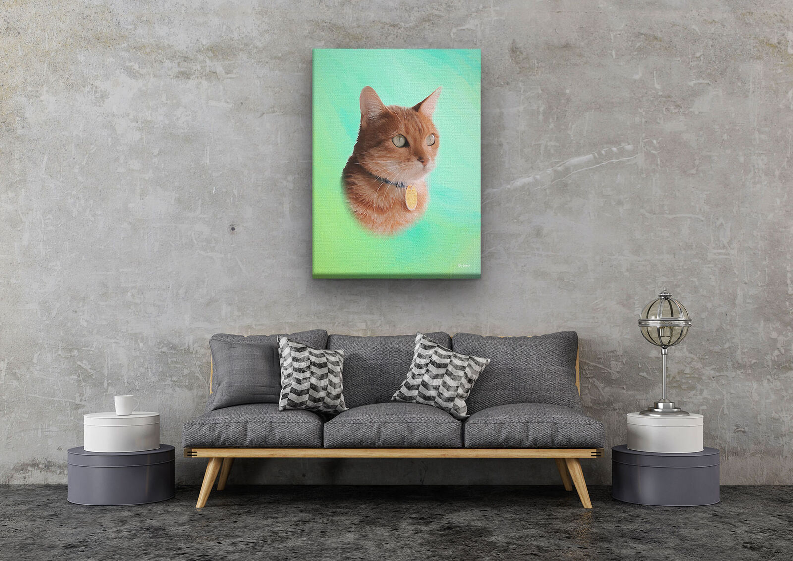 Classic Custom Cat Portrait - Lagoon pet portrait on canvas from photo 5 Classic Custom Cat Portrait - Lagoon pet portrait on canvas from photo - Image 3