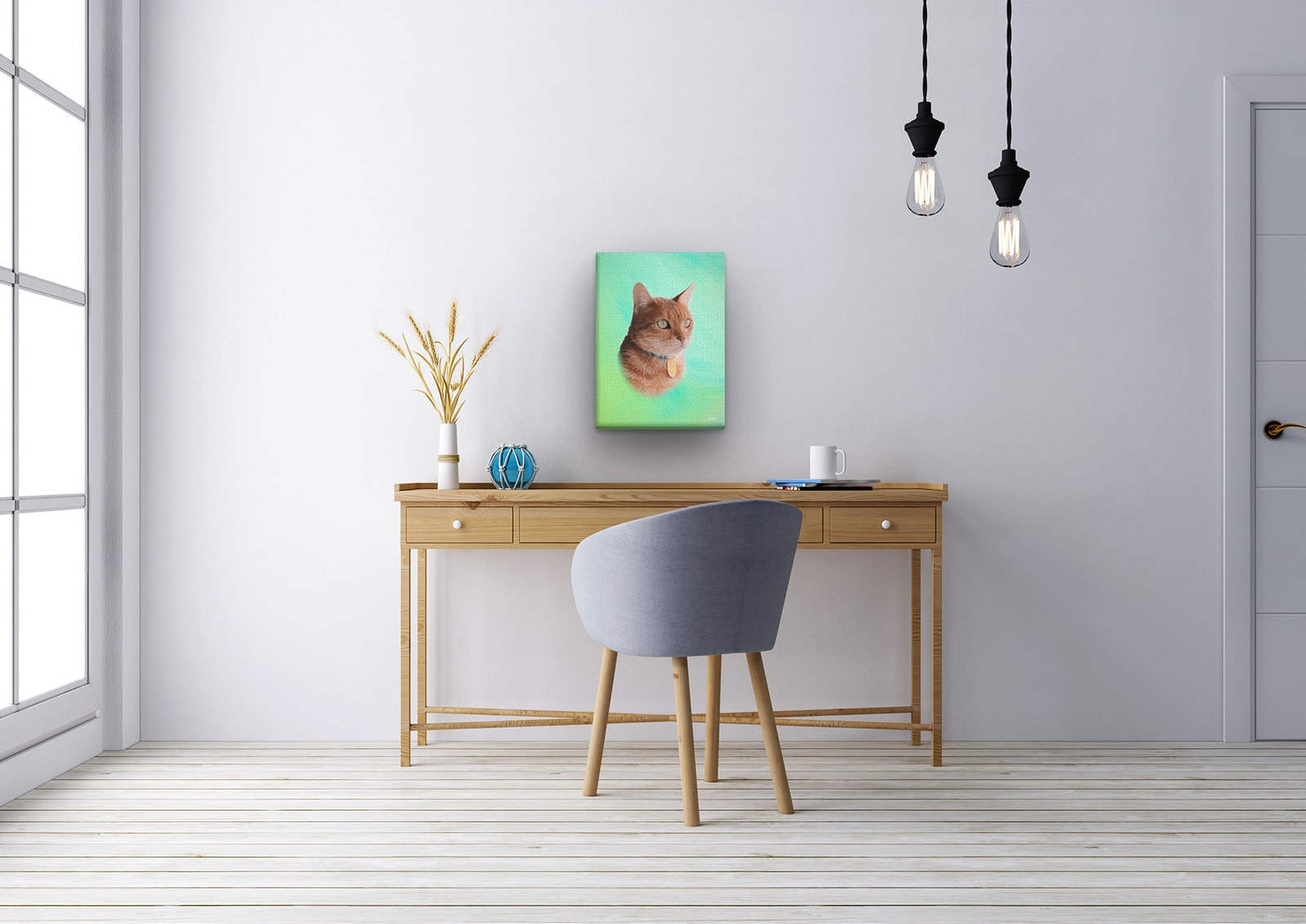 Classic Custom Cat Portrait - Lagoon pet portrait on canvas from photo 4 Classic Custom Cat Portrait - Lagoon pet portrait on canvas from photo - Image 2