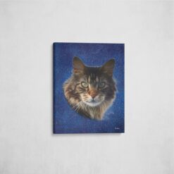 Classic Custom Cat Portrait - Night Sky pet portrait on canvas from photo 18 classic pet portraits cat night sky studio painting front view angled wall