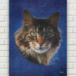 Classic Custom Cat Portrait - Night Sky pet portrait on canvas from photo 17 classic pet portraits cat night sky studio painting front view white bricks