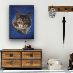 Classic Custom Cat Portrait - Night Sky pet portrait on canvas from photo 15 classic pet portraits cat night sky studio painting hall