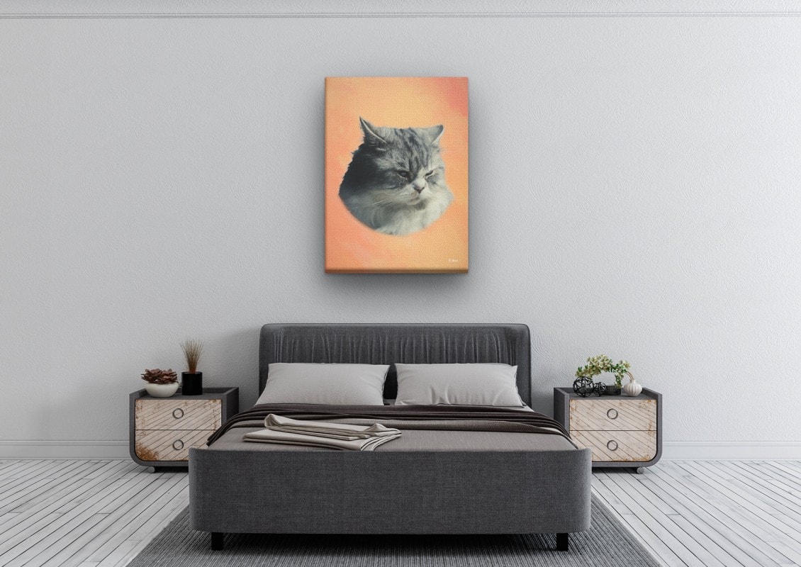 Classic Custom Cat Portrait - Peach pet portrait on canvas from photo 24 classic pet portraits cat peach studio painting bedroom