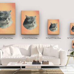 Classic Custom Cat Portrait - Peach pet portrait on canvas from photo 20 classic pet portraits cat peach studio painting canvas size comparison