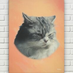 Classic Custom Cat Portrait - Peach pet portrait on canvas from photo 17 classic pet portraits cat peach studio painting front view white bricks