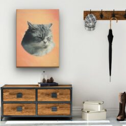 Classic Custom Cat Portrait - Peach pet portrait on canvas from photo 15 classic pet portraits cat peach studio painting hall